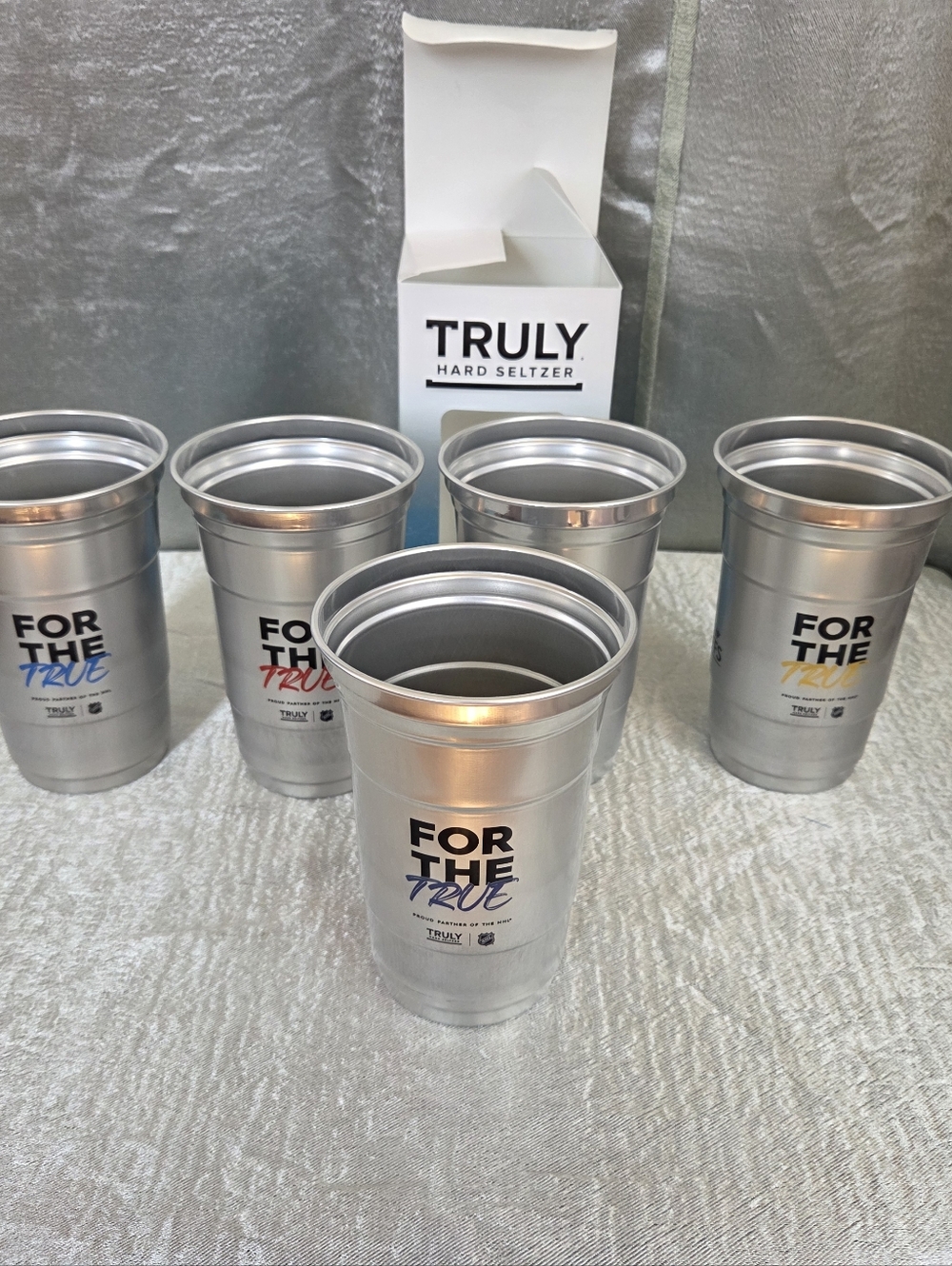 TRULY Silver Aluminum Party Cups. 2024 Stanley Cup.